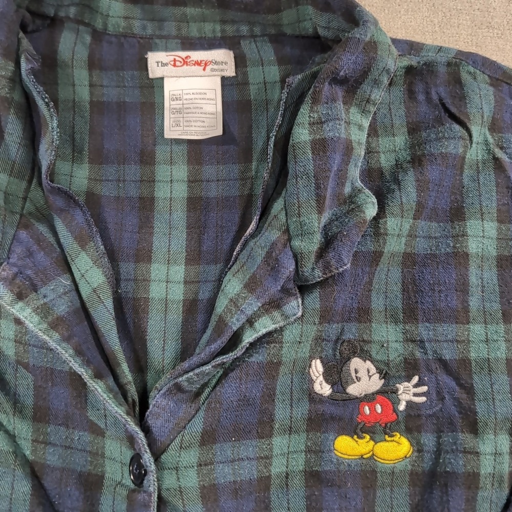 Vintage Disney Mickey Mouse‎ Flannel Embroidered Large - Picture 2 of 7